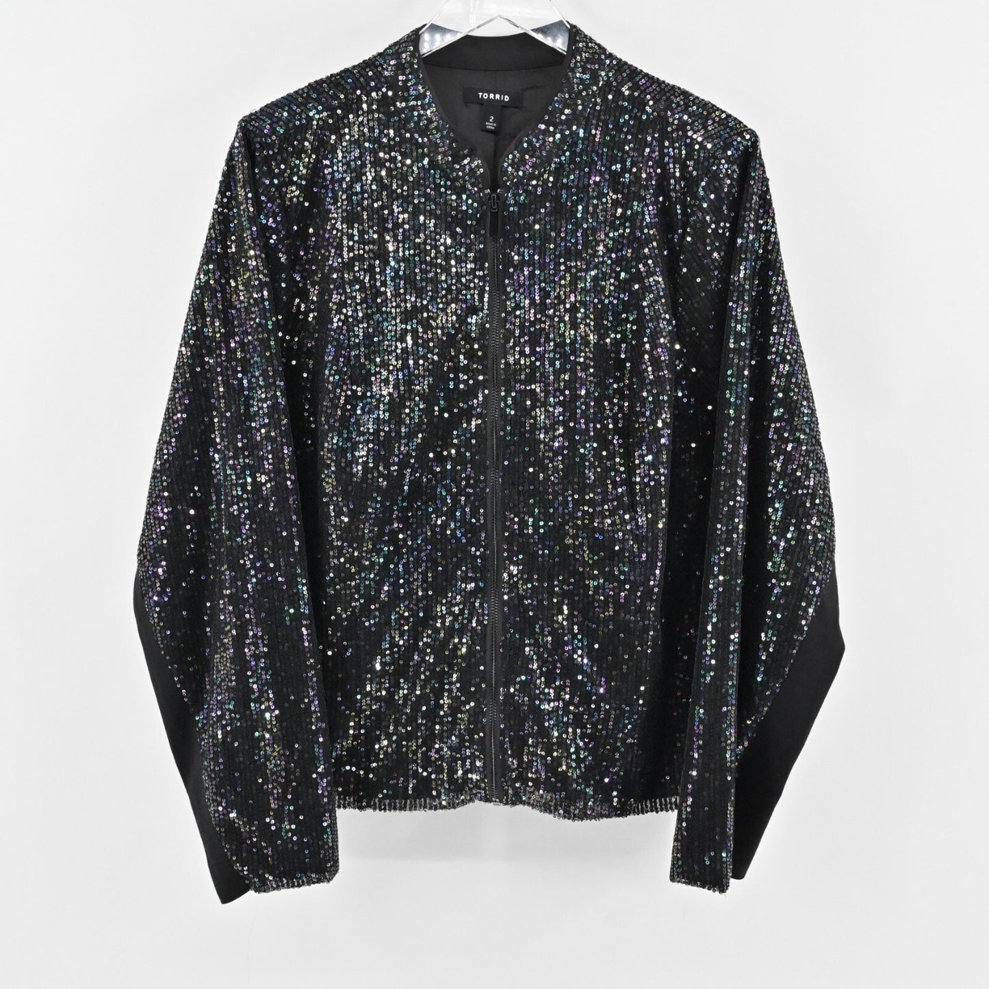 TORRID Sequin Moto Jacket Plus Size 2X Black Evening Bomber Womens Zip Front