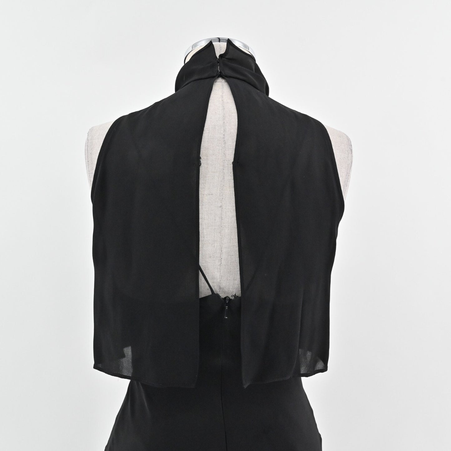REISS Adella Dress Size 2 High Neck Black Silk Sleeveless Overlay Classic Maxi