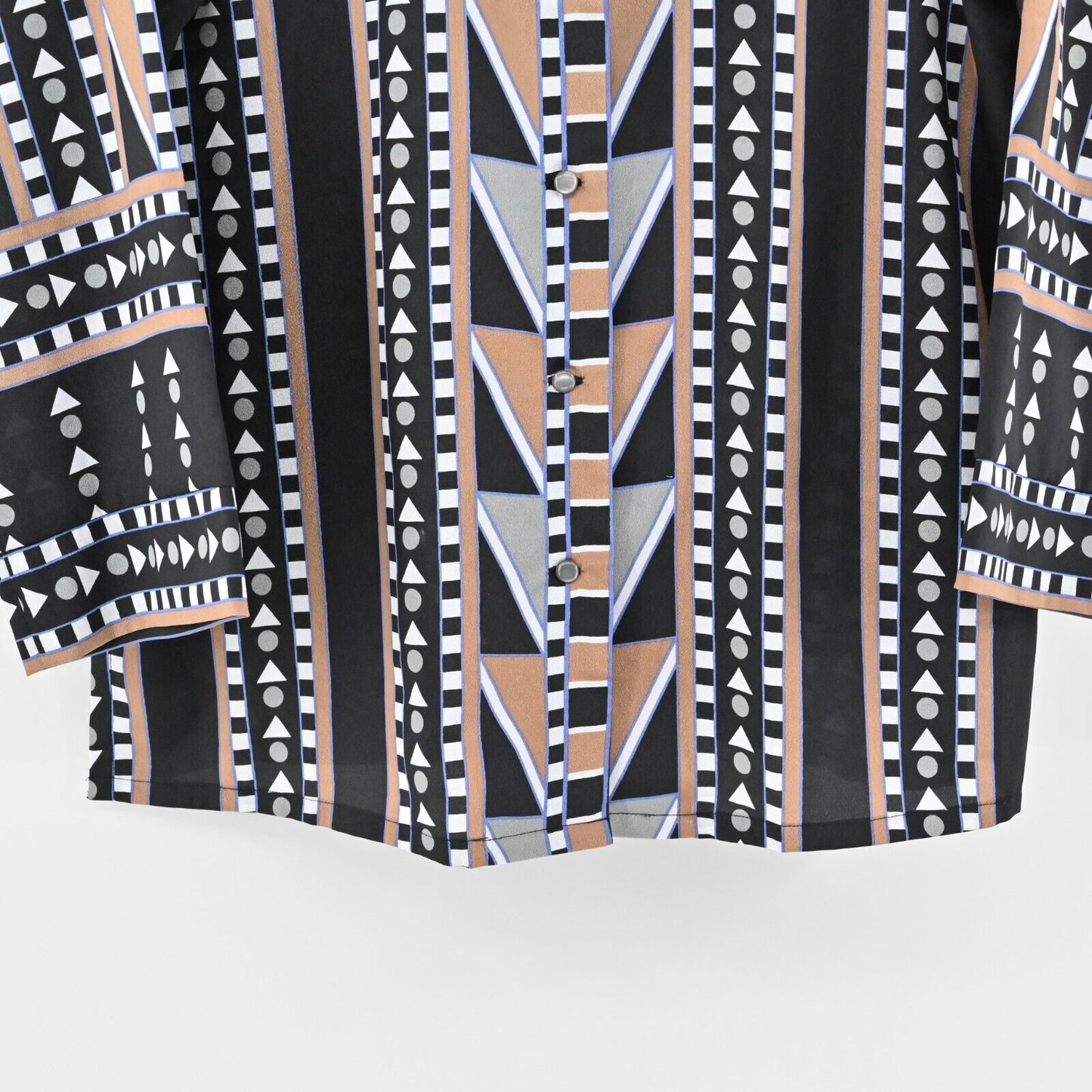 BOB MACKIE Top Womens Size XL Blouse Multicolor Geometric Print Wearable Art