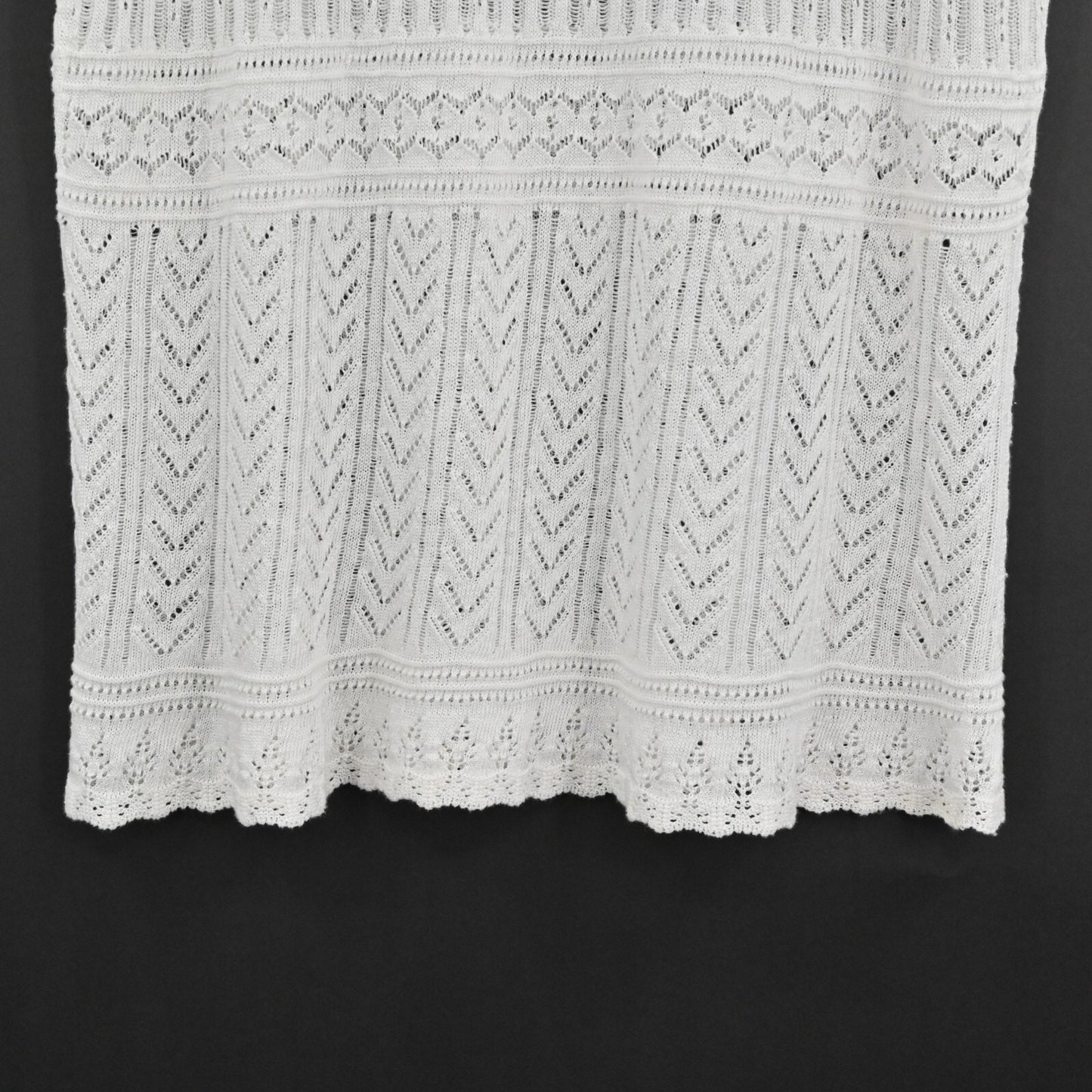 RALPH LAUREN Crochet Top Womens Sz M Black Label White Linen Knit Blouse Capsule