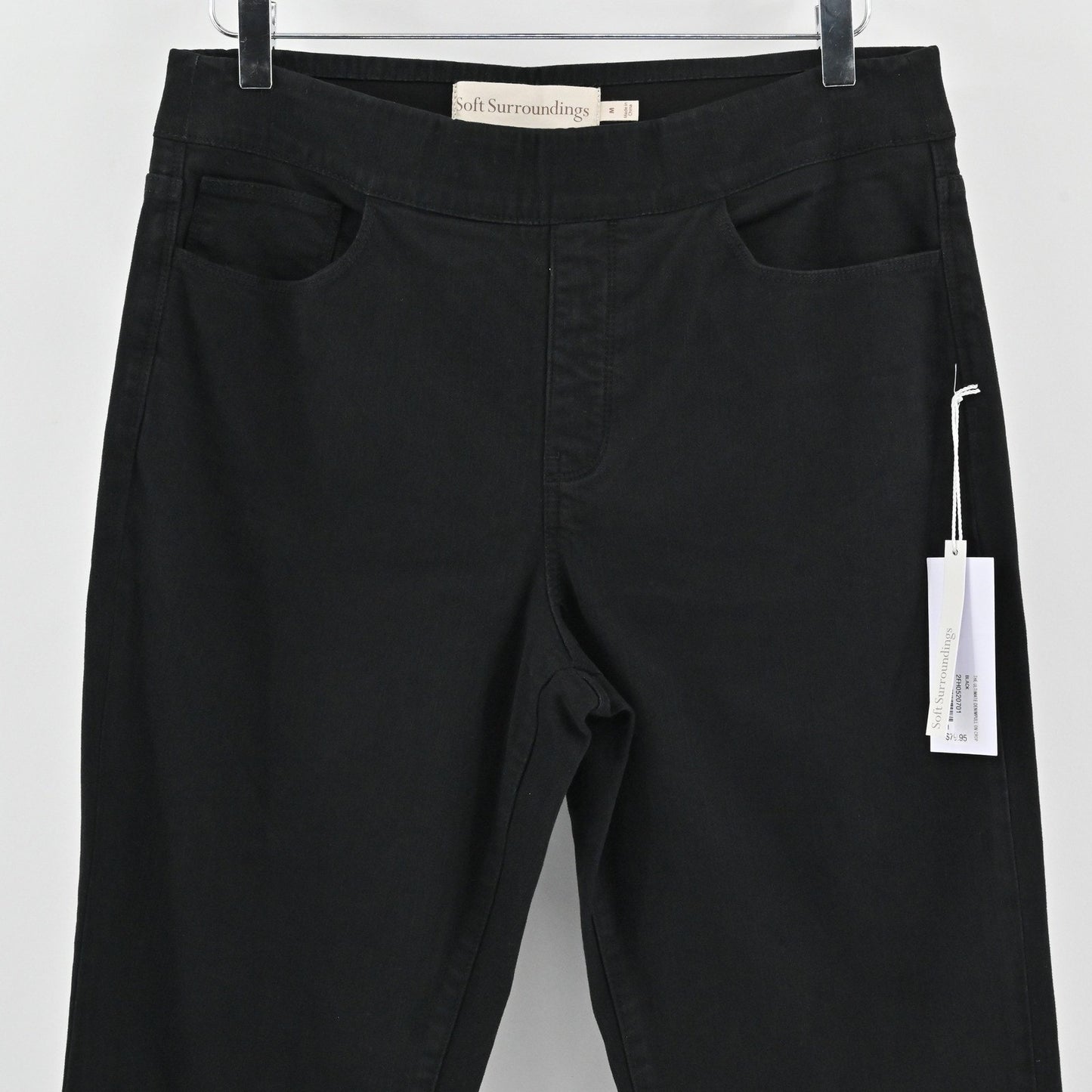 Soft Surroundings Womens Pull On Crop Pants Size M Black Stretch Casual