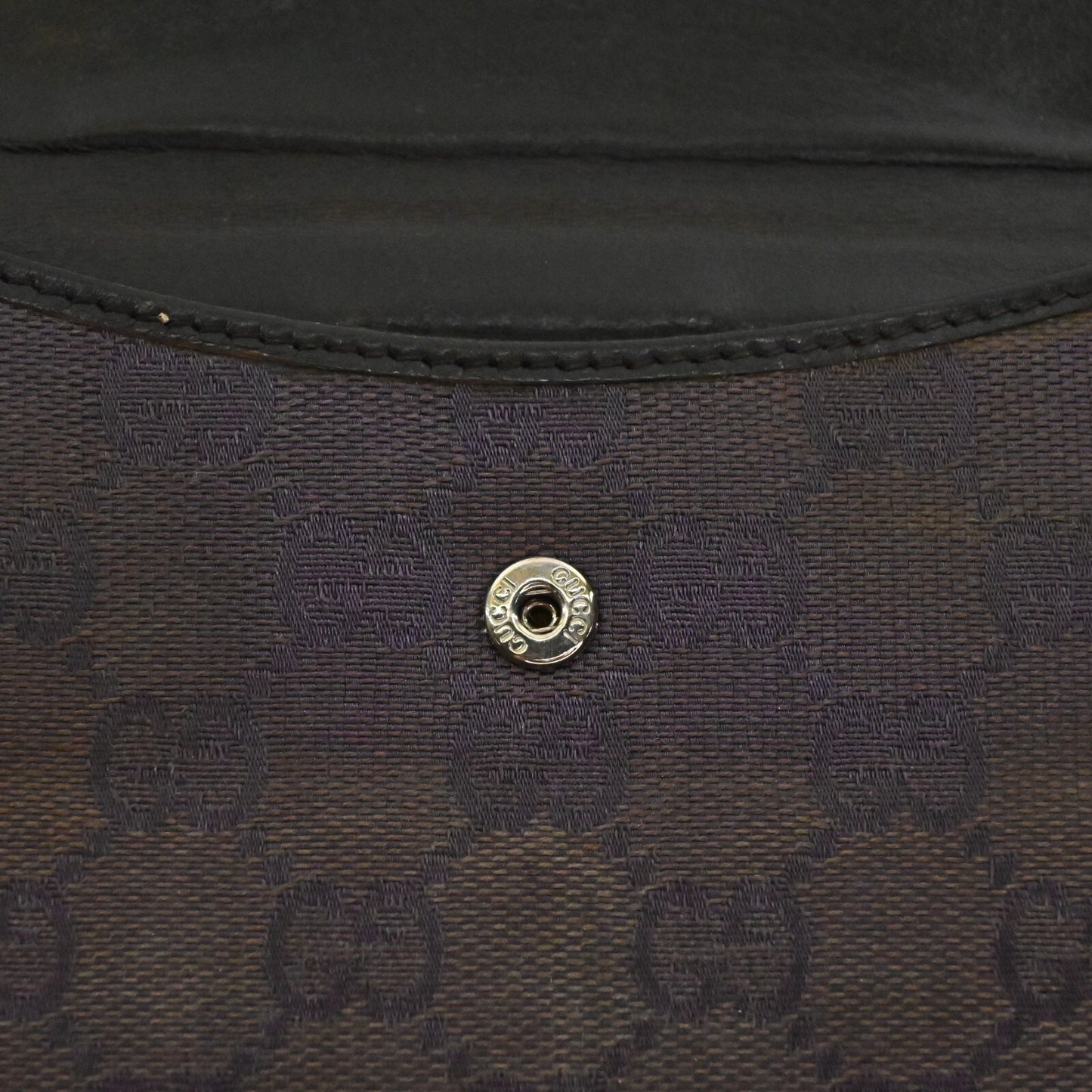 Vtg GUCCI Wallet Brown Leather Classic Monogram GG Logo Print Fold Compact
