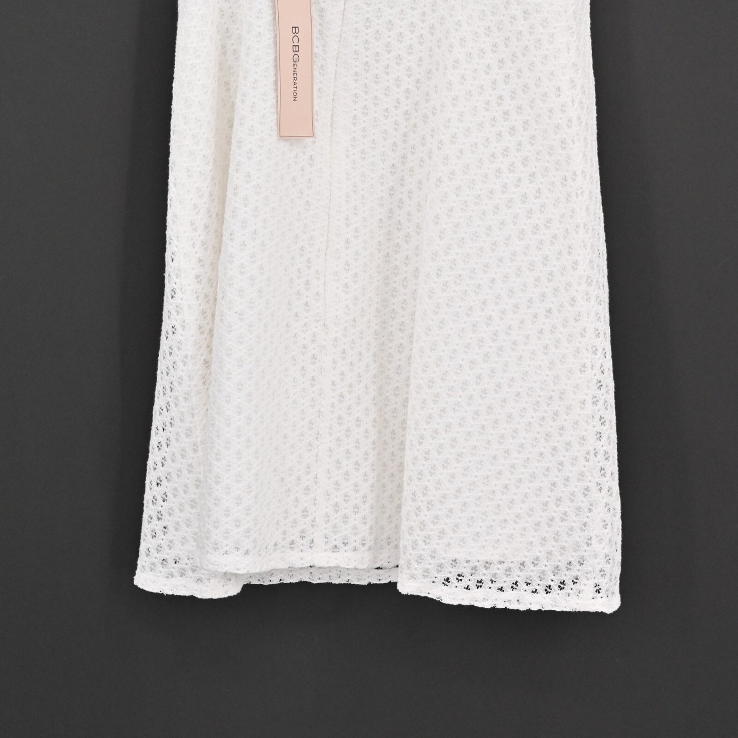BCBGENERATION Dress Size 0 White Eyelet Cotton Skater Tie Shoulders Bridal NEW