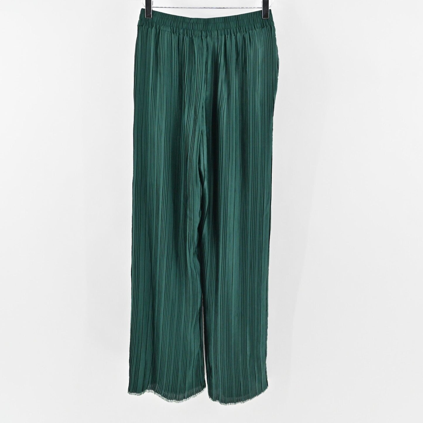 ZARA Pants Womens Size S Emerald Green Pleated Wide Leg Casual Pull On NEW