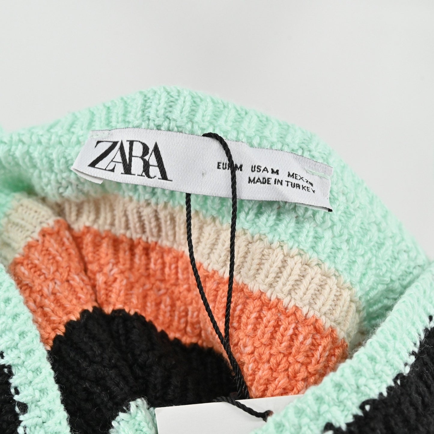 Zara Crochet Knit Crop Top Striped V Neck Sleeveless Summer Casual Boho