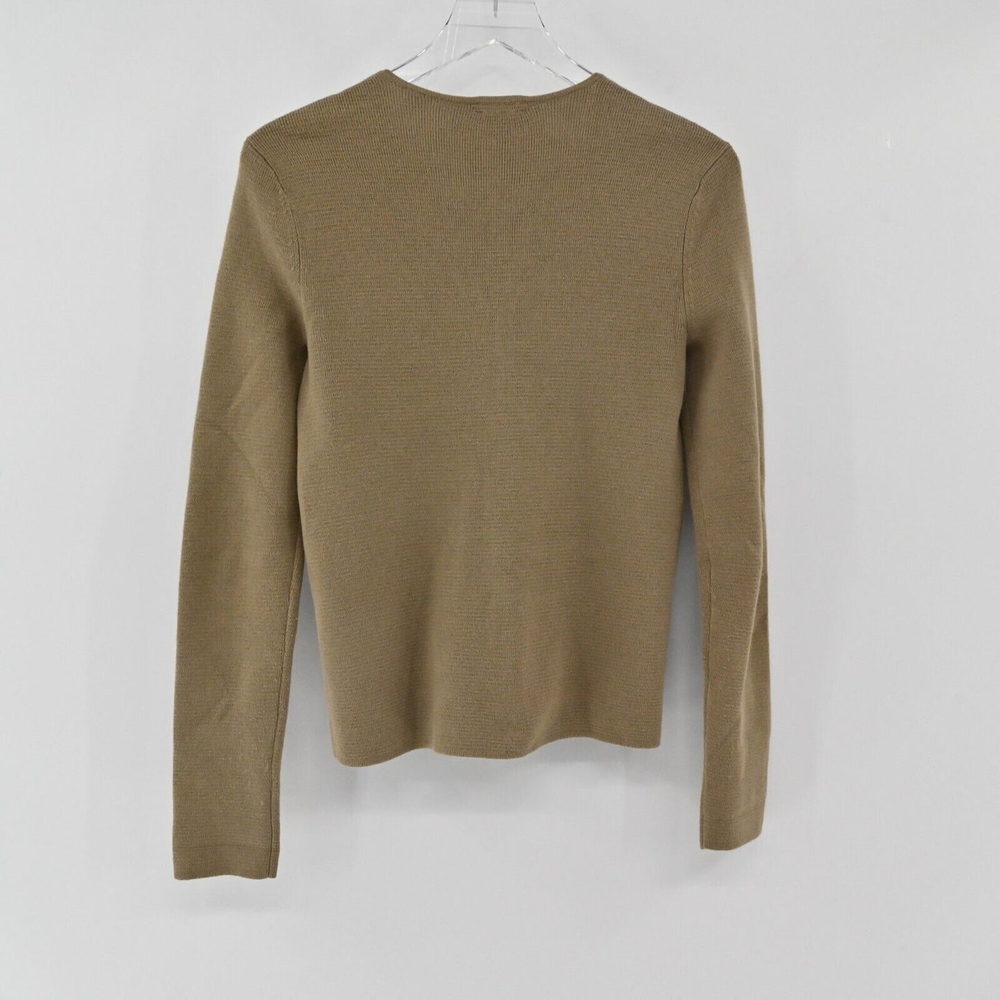 ANN TAYLOR Cardigan Womens Size XS Brown Military Full Zip Cotton Wool Retro Y2K