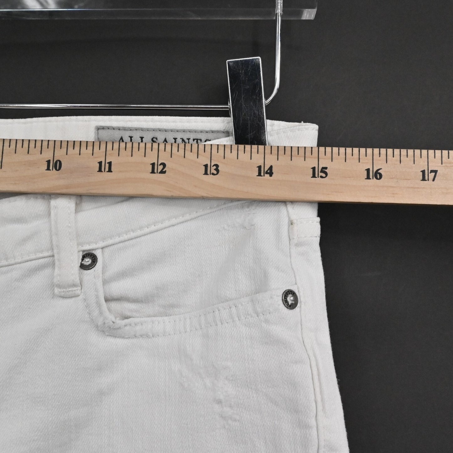 ALLSAINTS Womens White Jeans Size 27 Mast Ankle Destroyer Chalk White Denim