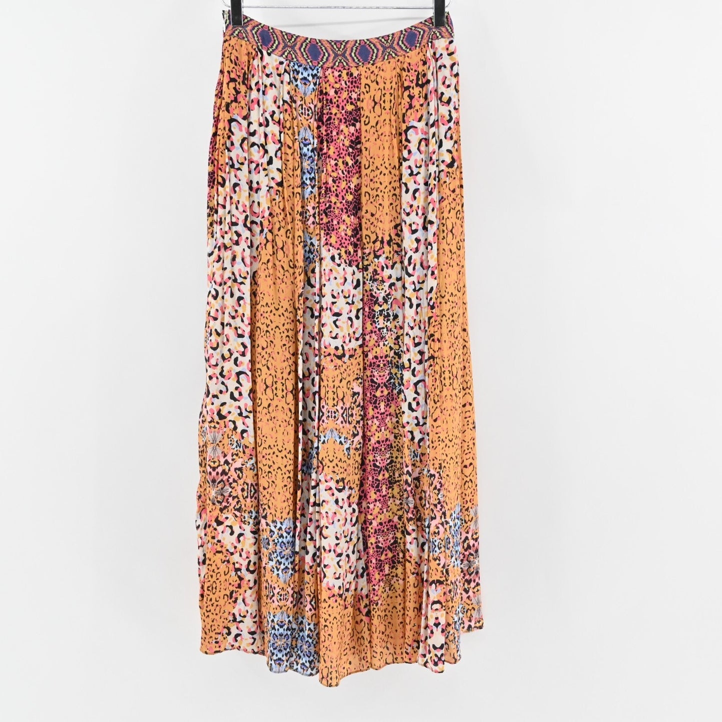 ANTHROPOLOGIE Panthera Maxi Skirt Size 0 Bhanuni by Jyoti Flowy Leopard Boho