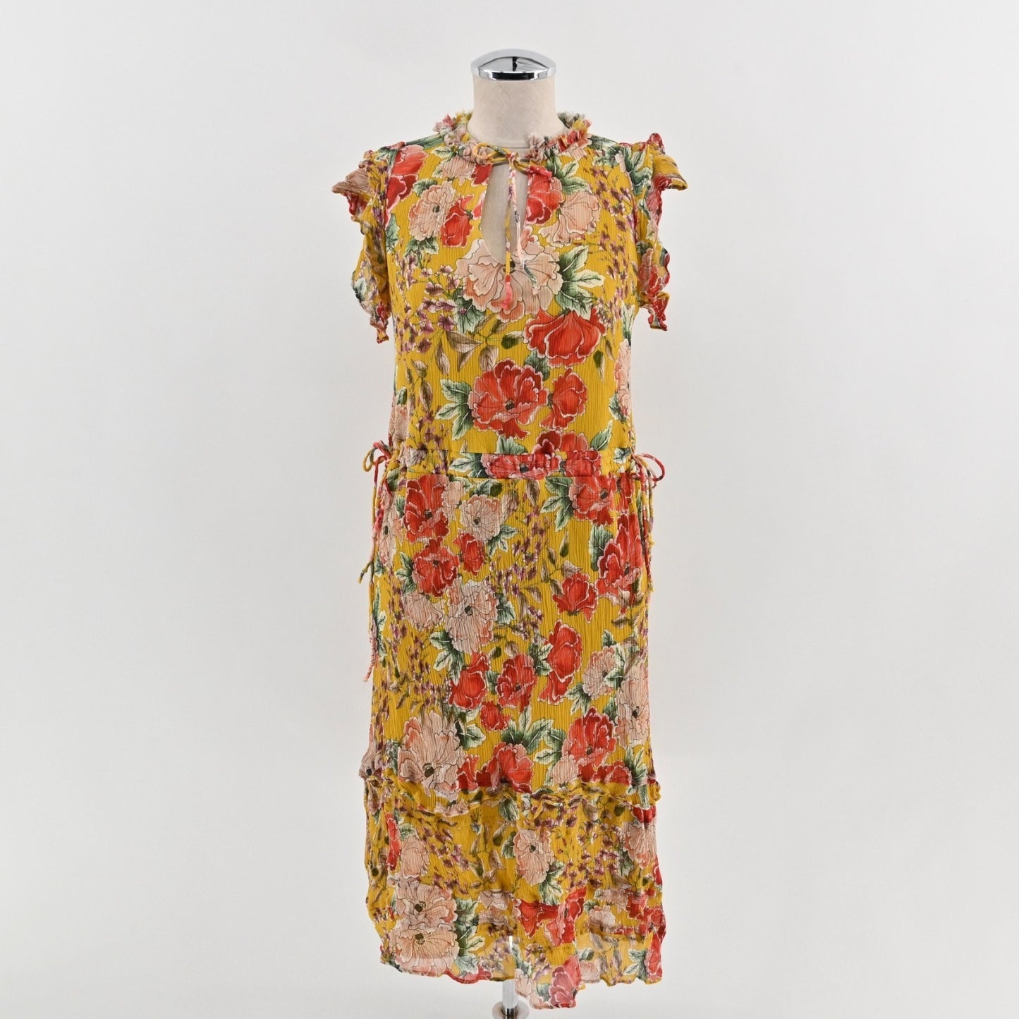 Anthropologie Dolan Ellory Dress Size XS Silk Floral Ruffle Flutter Sleeve Boho