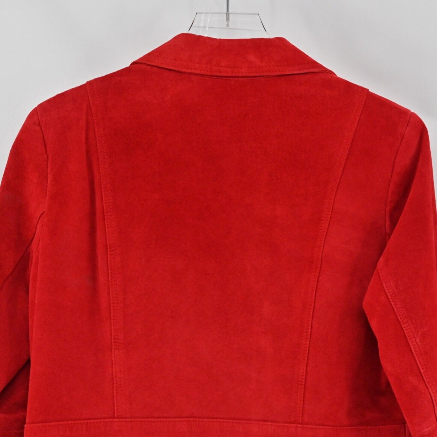 LIZ CLAIBORNE Jacket Womens Size M Suede Leather Red Button Front Retro 00s Y2K