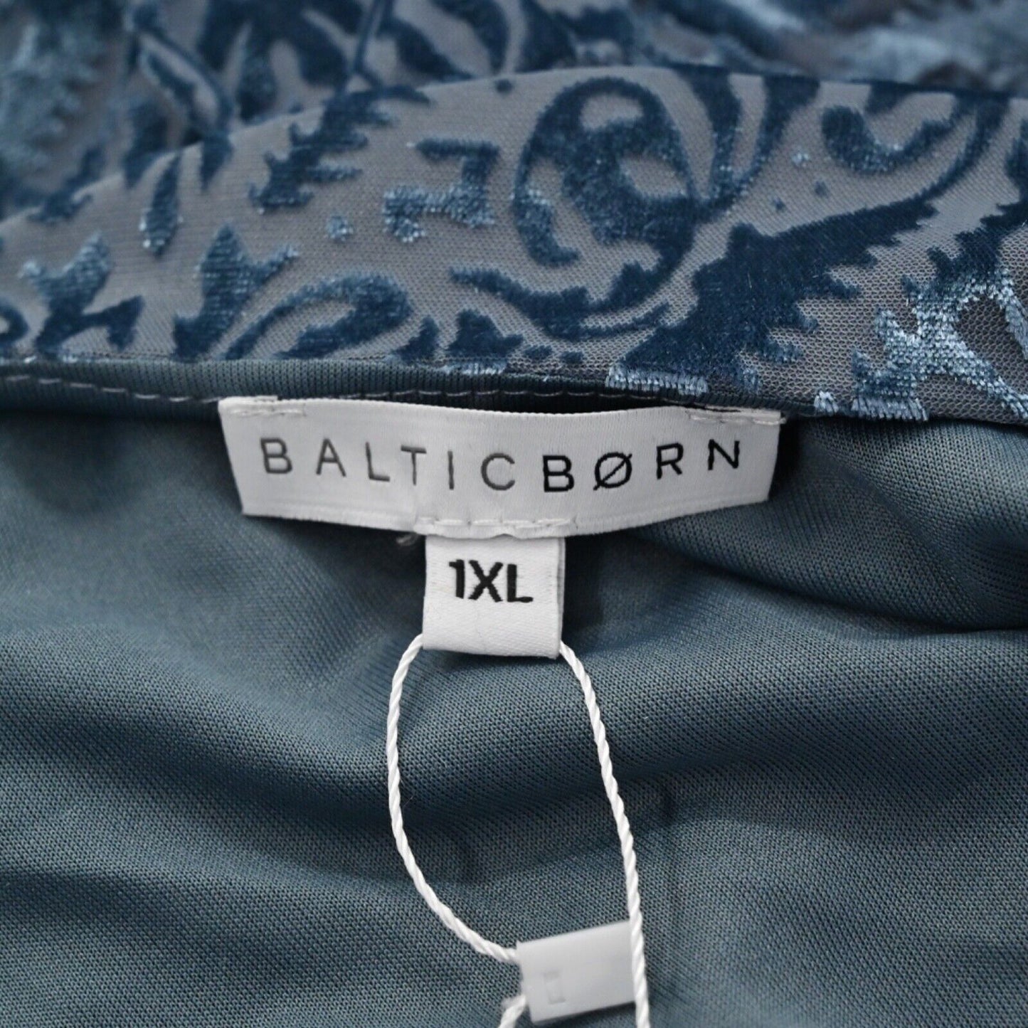 BALTIC BORN Dress Womens Sz 1XL Leslie Maxi Blue Embossed Velvet Puff Sleeve NEW
