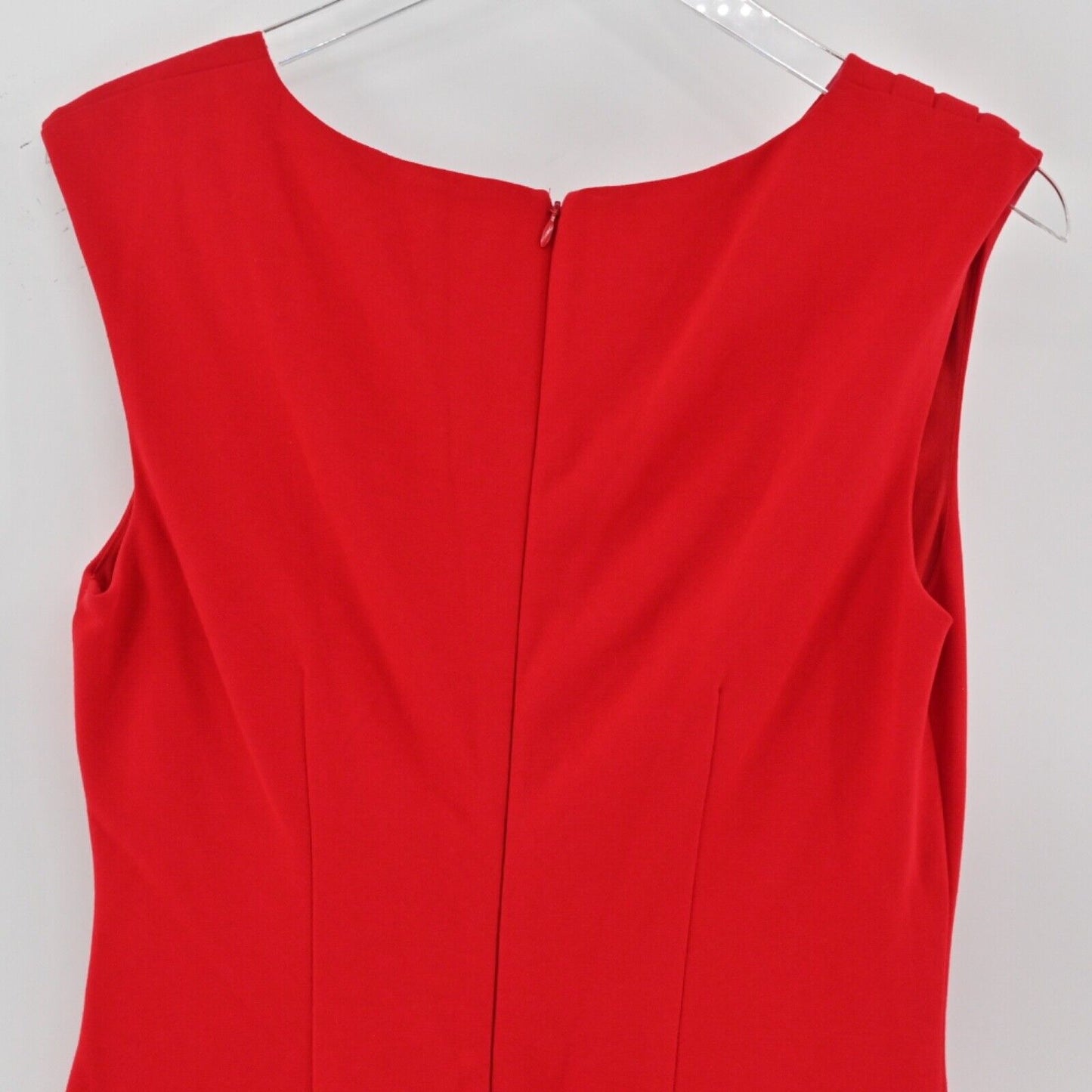 Vtg CACHE Dress Womens Sz 10 Sheath Red Asymmetric Neckline Ruched Office Career
