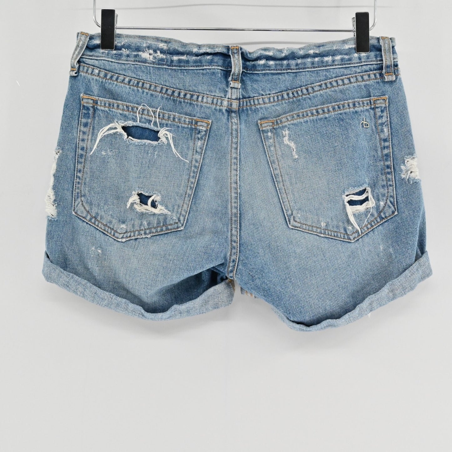 RAG BONE Womens Rebel Jean Shorts Size 25 Boyfriend Distressed Denim Cotton Boho