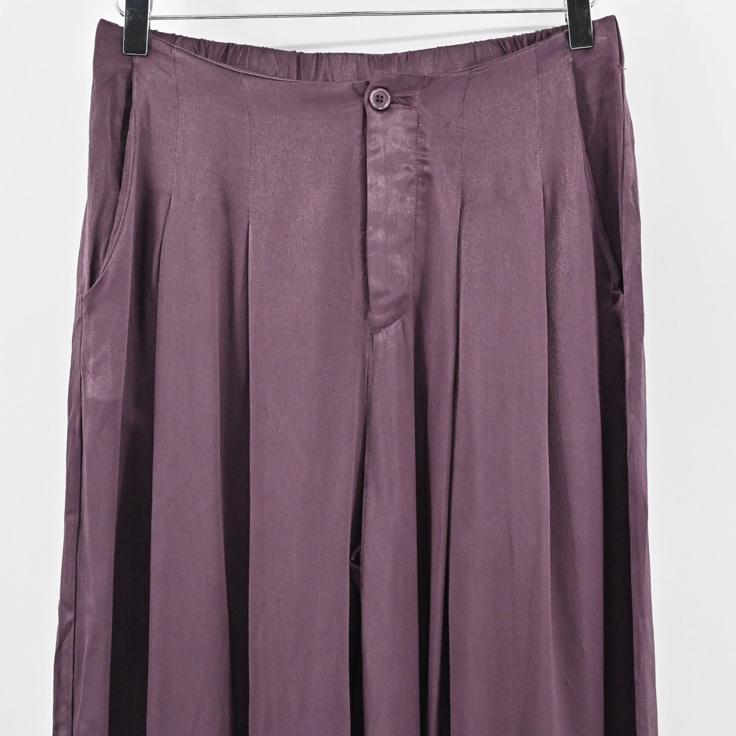 YOUNG FABULOUS BROKE Womens Wide Leg Pants Size S Plum Pleated Flowy High Rise