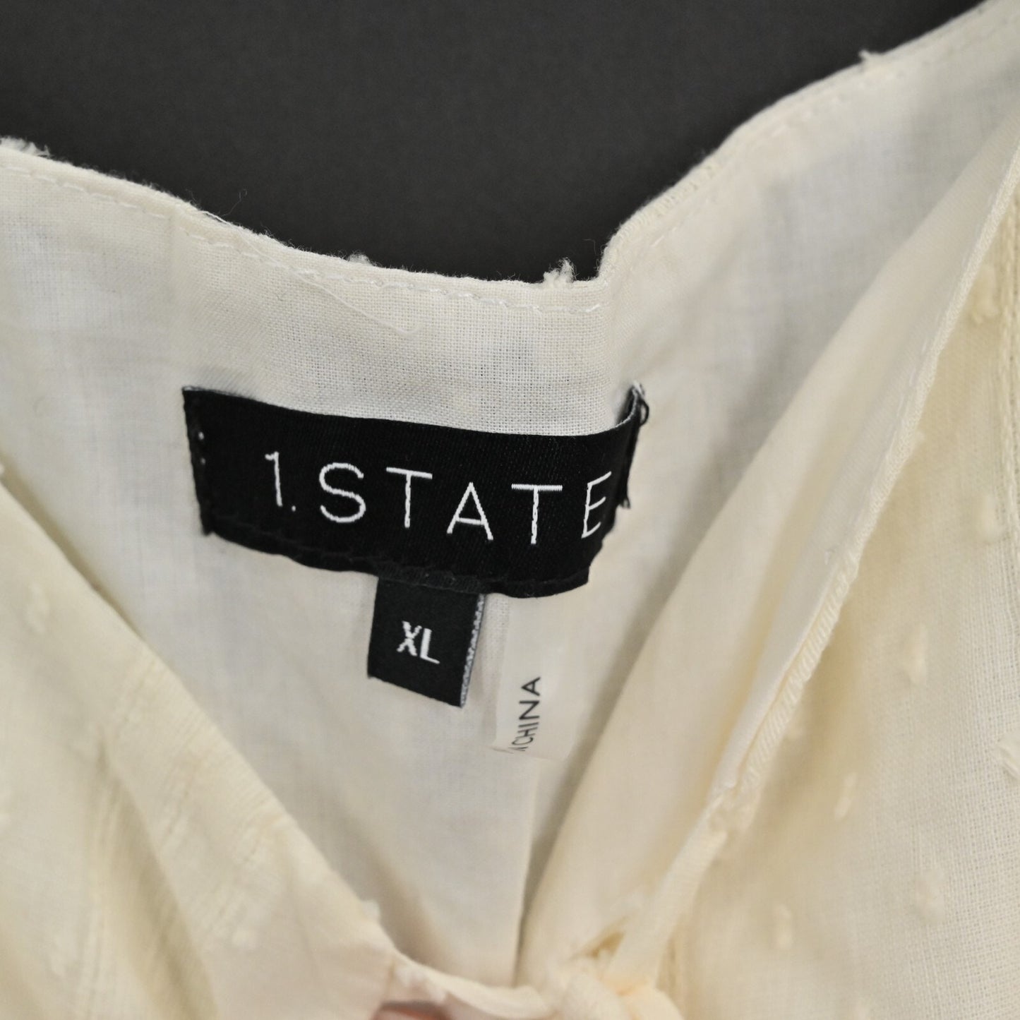 1 STATE Dress Sz XL Midi Smocked Waist Cotton Swiss Dot Cottagecore Prairie NEW