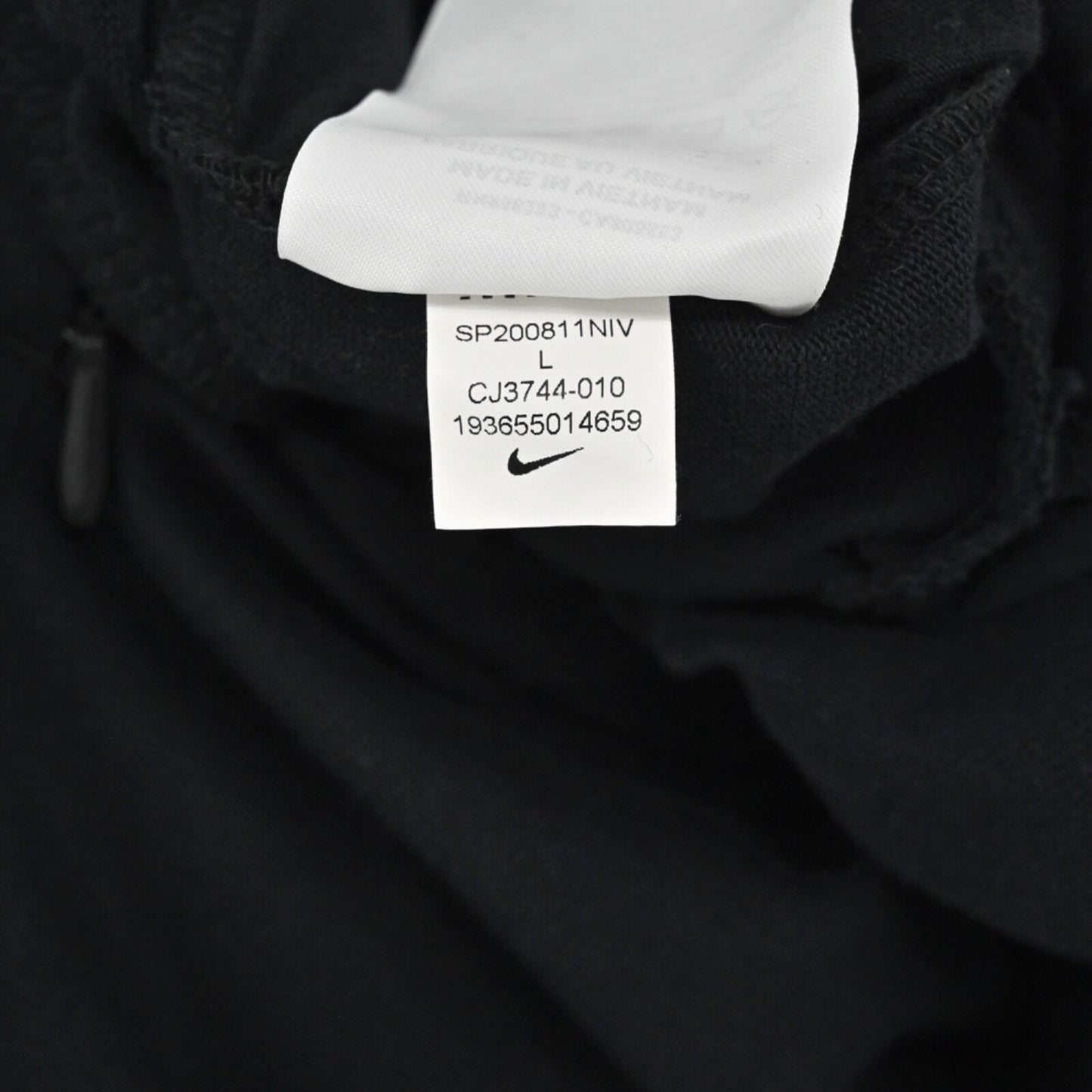 NIKE Womens Black Jumpsuit Size L Logo Cotton Sleeveless Mock Neck Crop Wide Leg