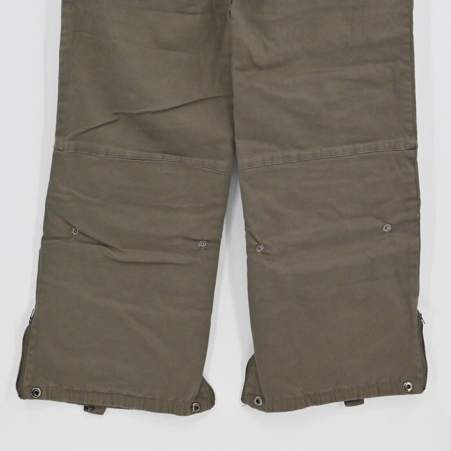 Vintage GYPSY JEANS Pants Womens Sz 6 Army Green Cargo Roll Tab Hem Utility Y2k