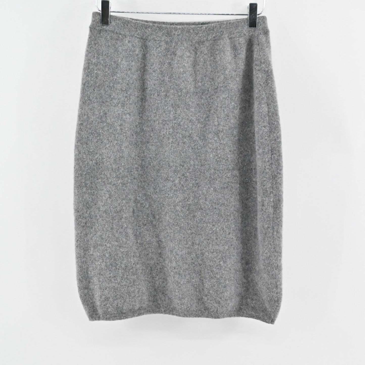 Vintage HUNT CLUB Skirt Sz M Gray Lambswool Angora Knit Pencil Pull On Academia