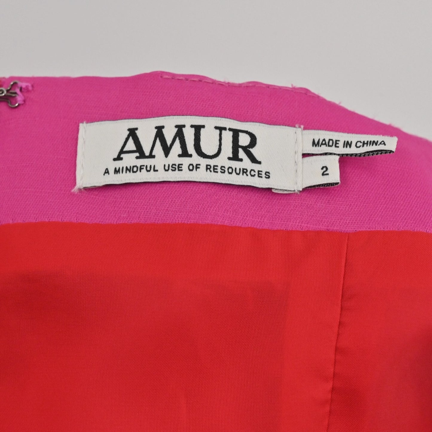 AMUR Ashley Dress Size 2 Linen Pink Satin Ruffle Wedding Guest Feminine Romantic