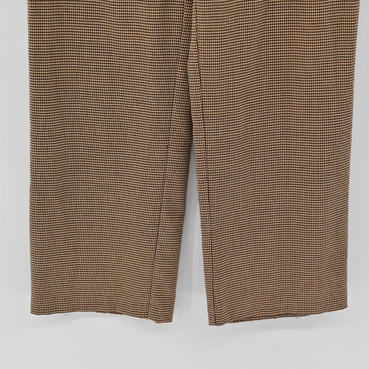 Vtg SAG HARBOR Pants Womens Sz 8P Stretch Houndstooth Black Tan Wide Leg Trouser