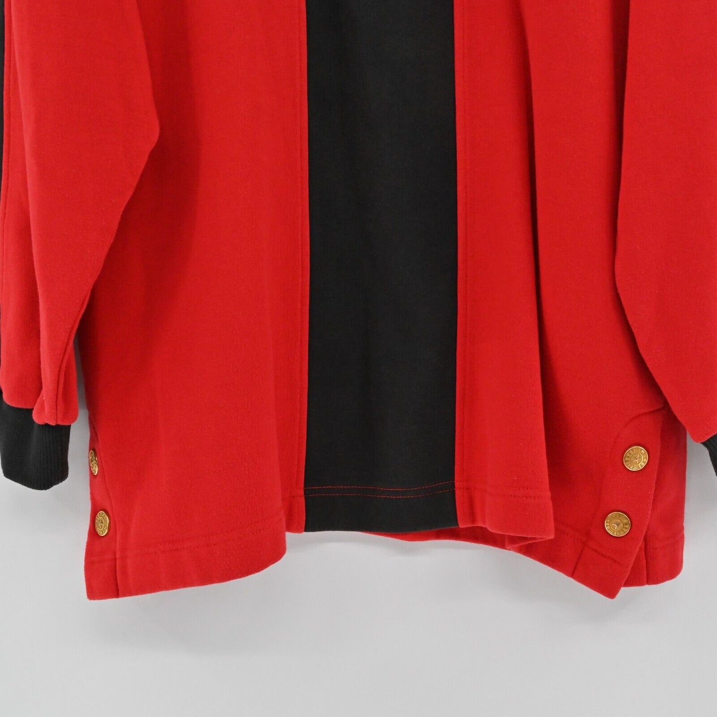 Vtg MONDI Sweatshirt Womens Sz EUR 34 Red Black Cotton Half Zip Sports Logo 90s