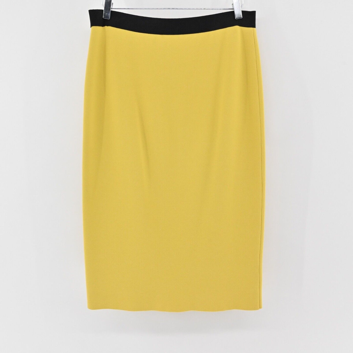 LES COPAINS Skirt Size 46 Yellow Knit Knee Length Elastic Waist Pencil Career
