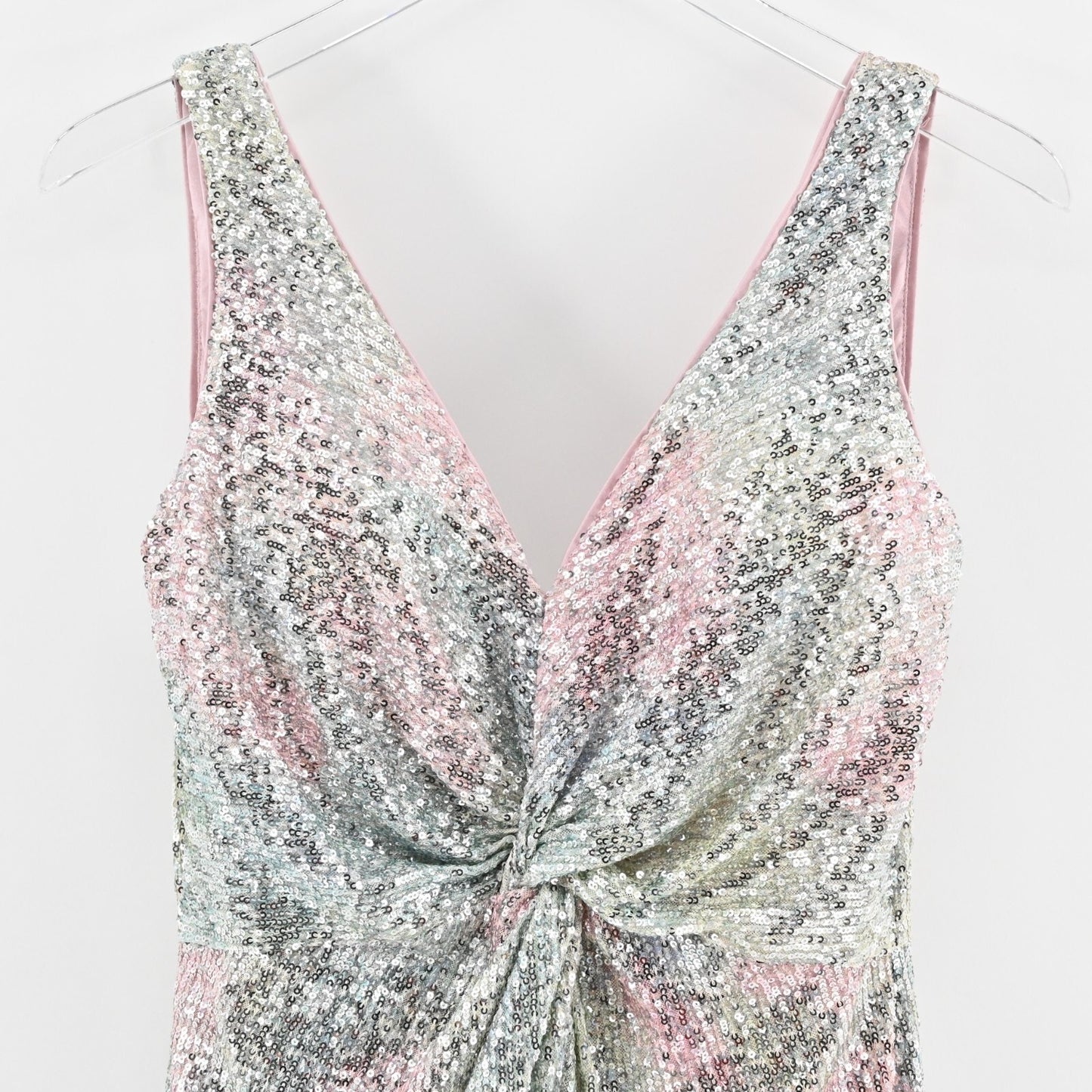 NICOLE MILLER Tiffany Sequin Dress Sz 6 Pastel Tie Dye Sleeveless Twist Mini NEW