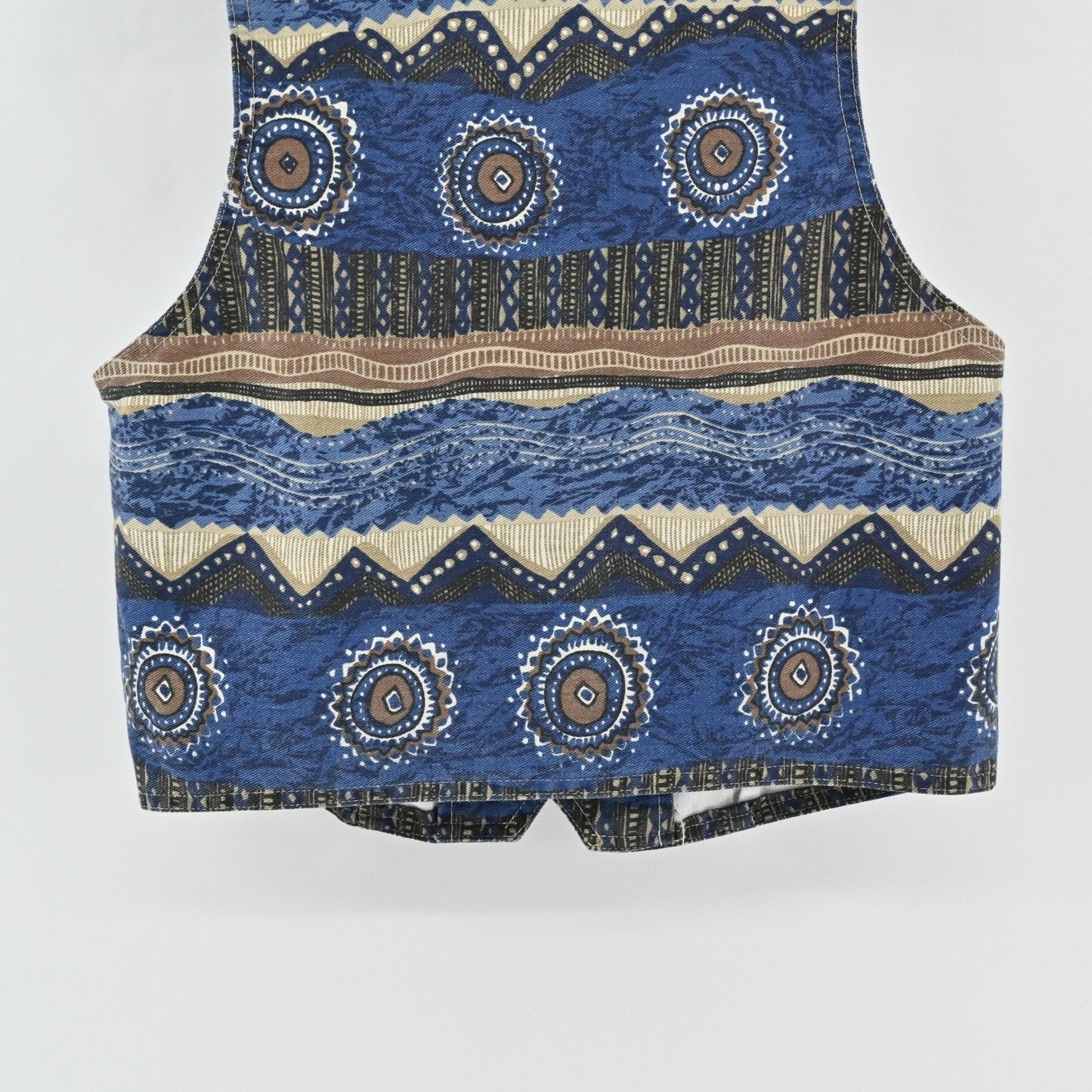Vtg 80s Womens Western Denim Vest Size M Blue Indie Southwestern Aztec Festival