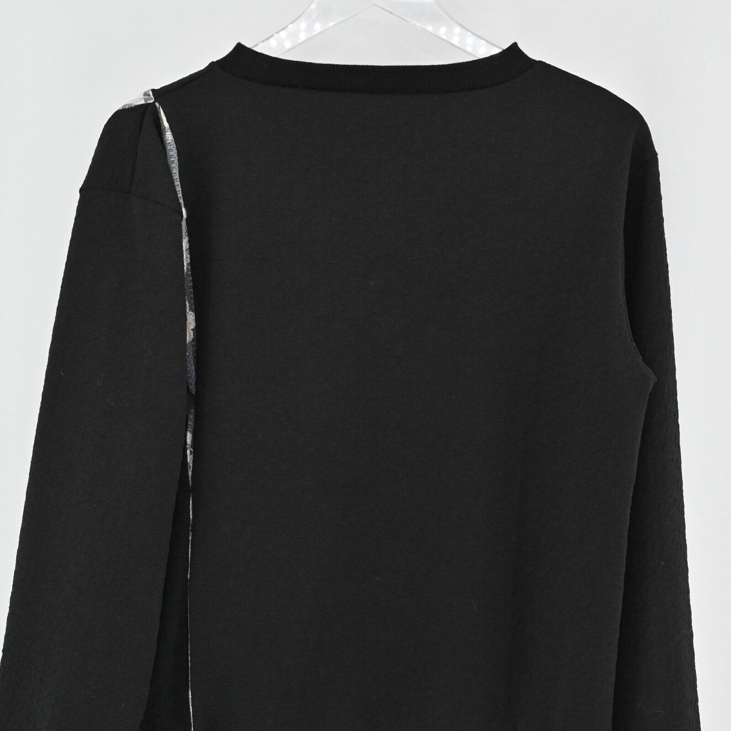 SAKU New York Sweatshirt Womens Sz M Black Ivory Floral Lace Textured Minimalist