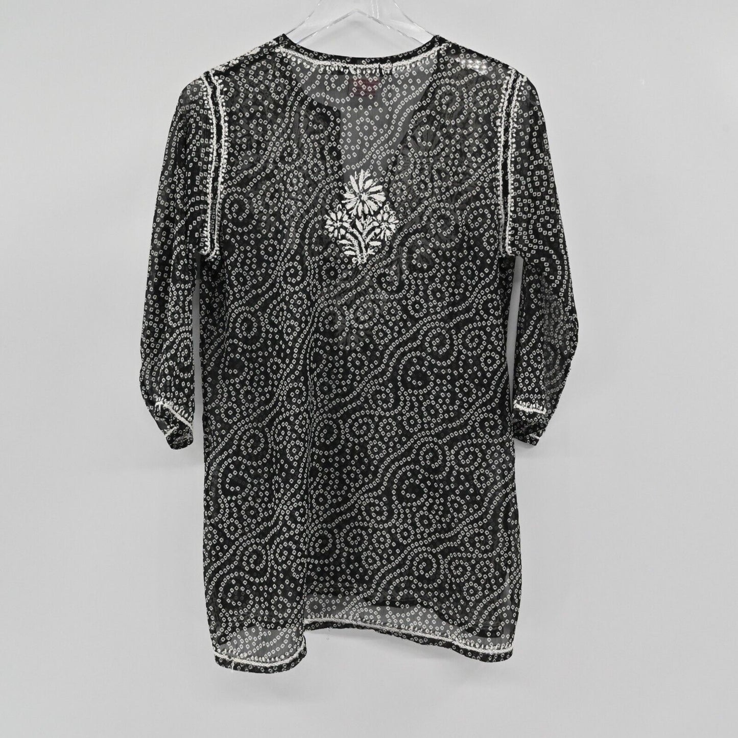 GRETCHEN SCOTT Top Womens Size M Floral Embroidered Split VNeck Printed Tunic