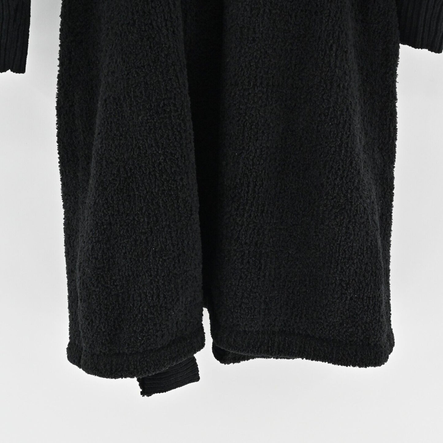NATORI Robe Womens Sz L Black Fleece Belted Comfort Sherpa Plush Soft Cozy JOSIE