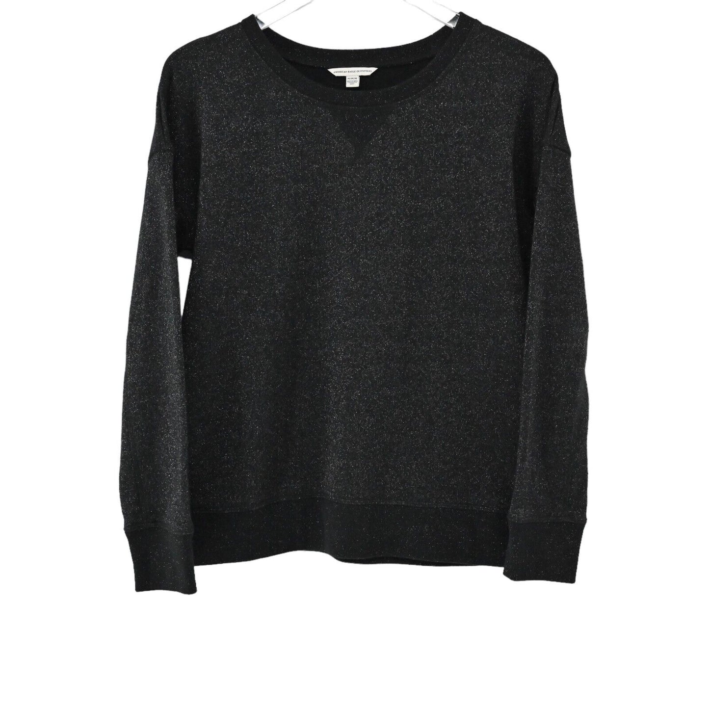 AMERICAN EAGLE Sweater Womens Size M Black Shimmer Cotton Blend Sweatshirt Style