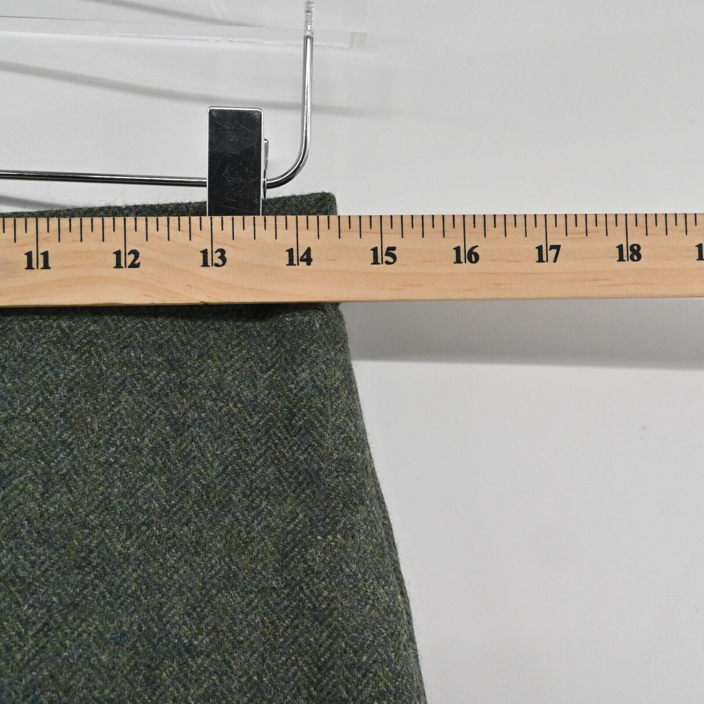 ANN MASHBURN Skirt Womens Size S Wool Ruffle Green Black Herringbone Mini