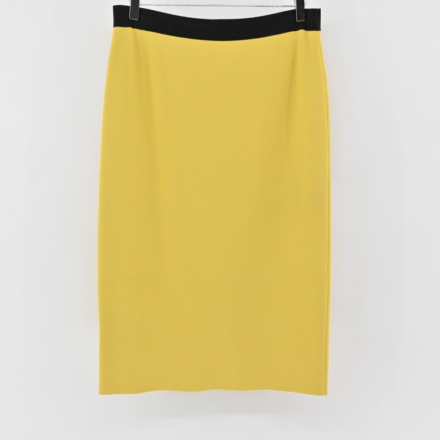 LES COPAINS Skirt Size 46 Yellow Knit Knee Length Elastic Waist Pencil Career