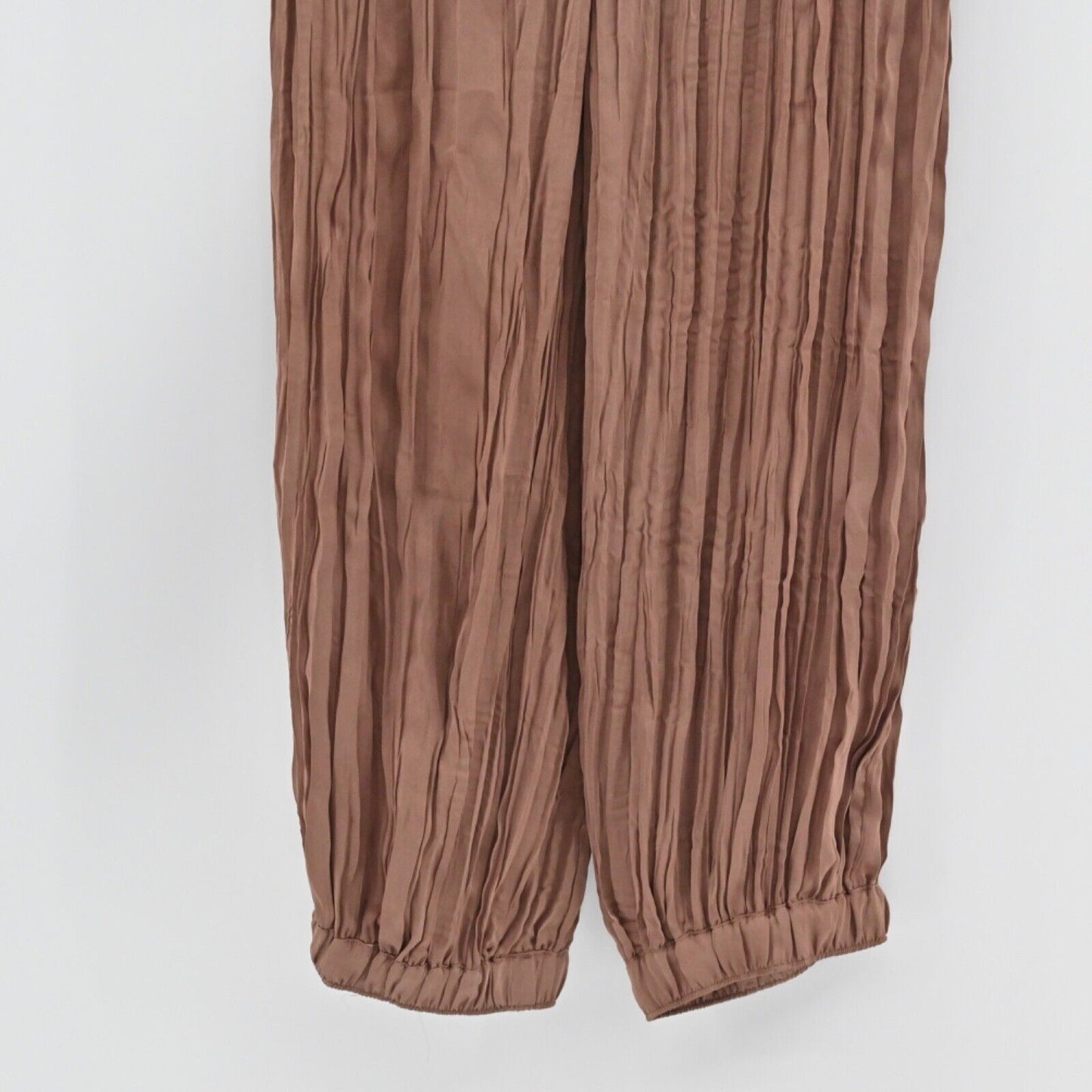 ANTHROPOLOGIE Womens Bria Joggers Size M Satin Brown Pleated SATURDAY SUNDAY