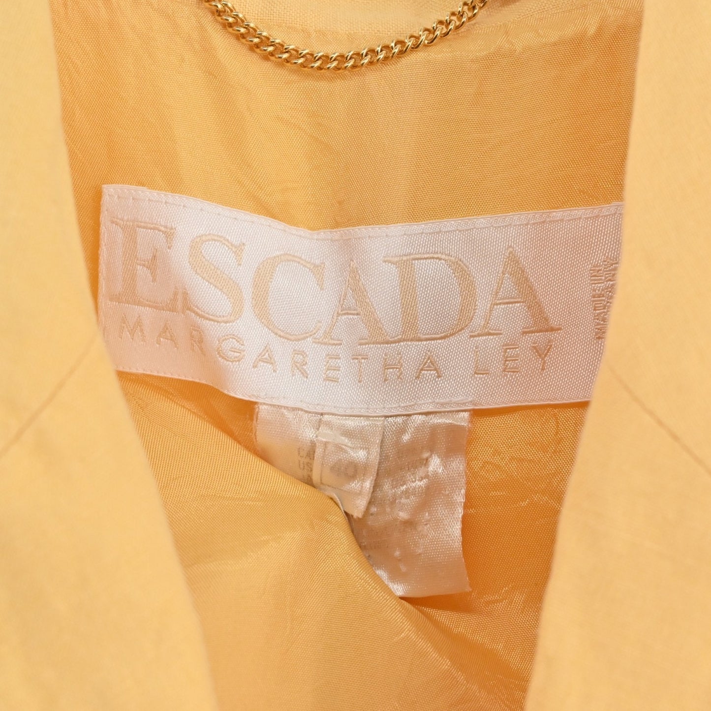 Vtg ESCADA Womens Butter Yellow Linen Top Size 40 Layering Safari Utility 80s