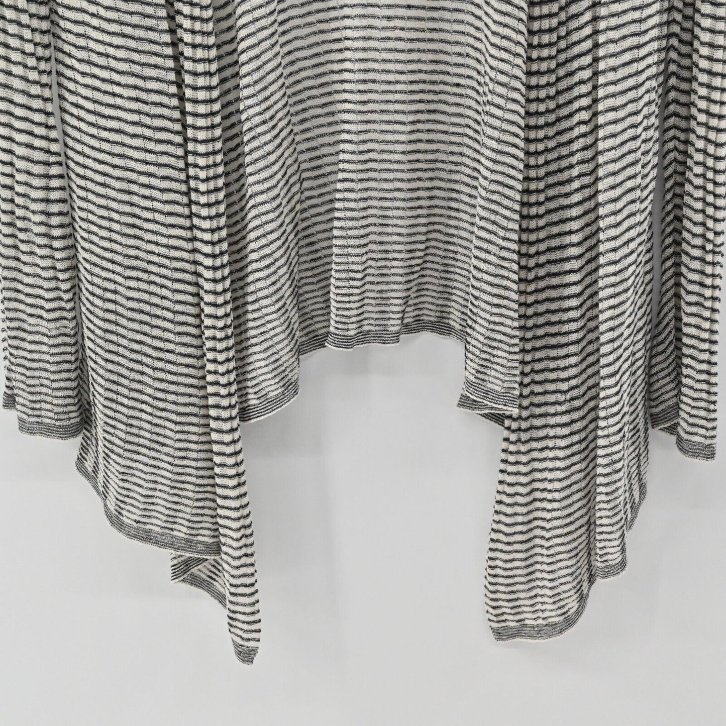 EILEEN FISHER Cardigan Womens Sz M Fine Organic Linen Crepe Knit Sweater Stripe