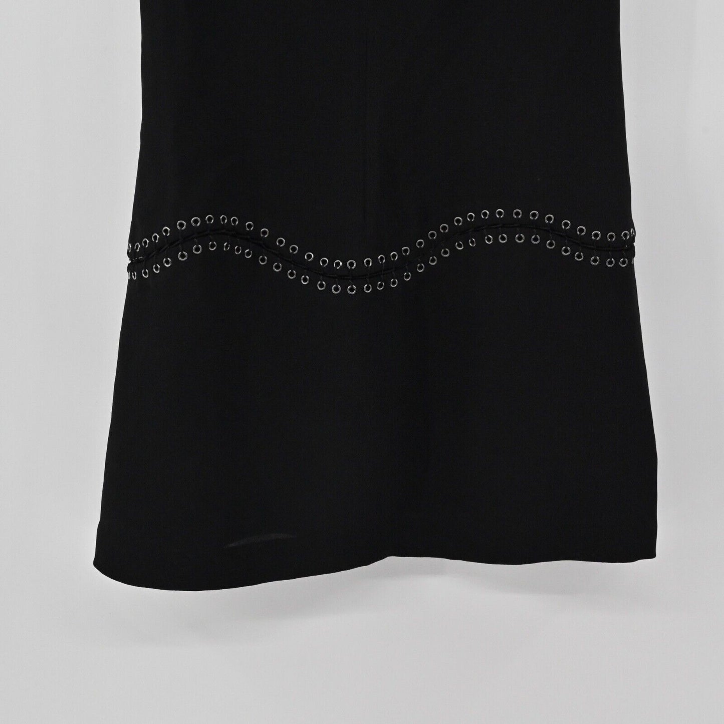 RAMY BROOK Dress Sz 2 Black Grommet Lace Up Drop Waist V Neck Shift Sleeveless