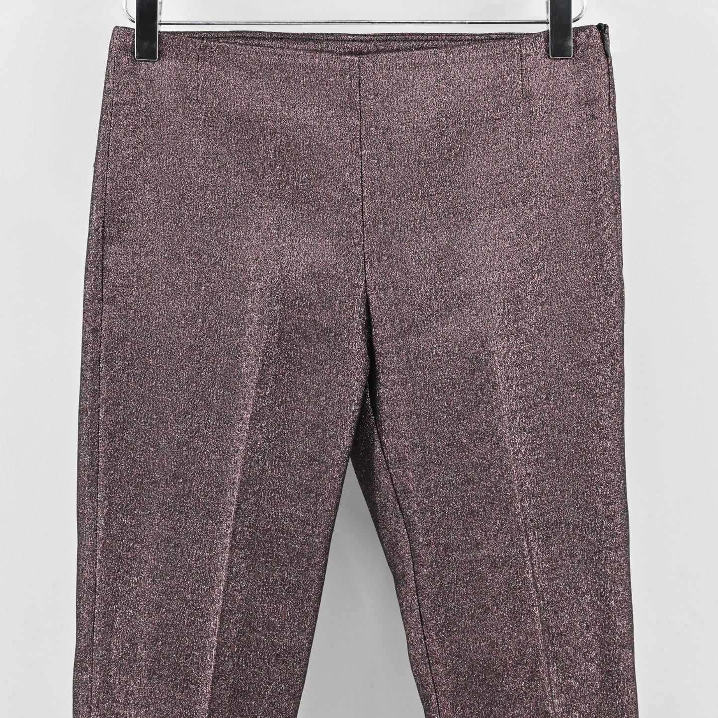 Maliparmi Womens Metallic Purple Straight Leg Pants Size 38 Mid Rise Casual