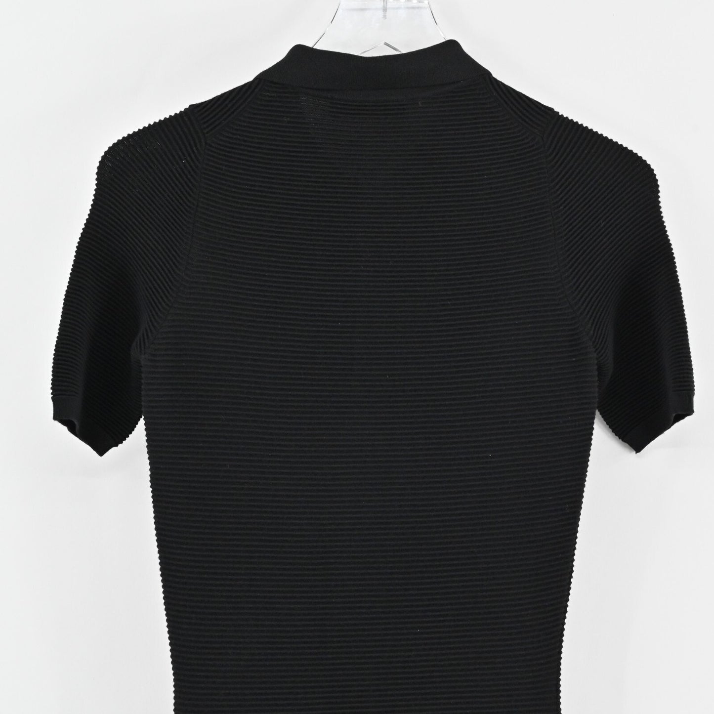 TRUSSARDI Ribbed Dress Size XS Tru Black Button Detail Fitted Stretch Midi