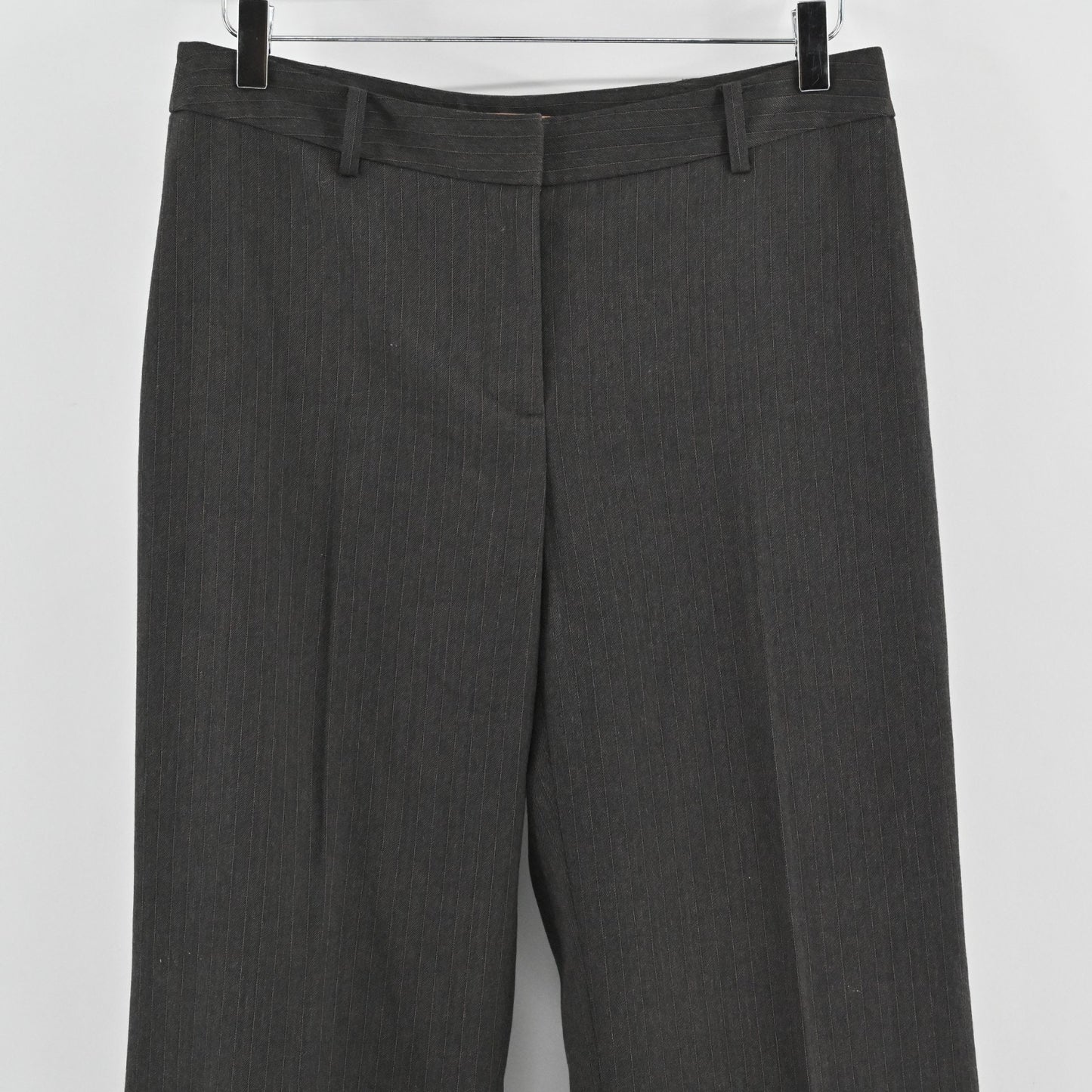 Ellen Tracy Womens Gray Micro Stripe Wide Leg Trouser Pants Size 6 Work Career