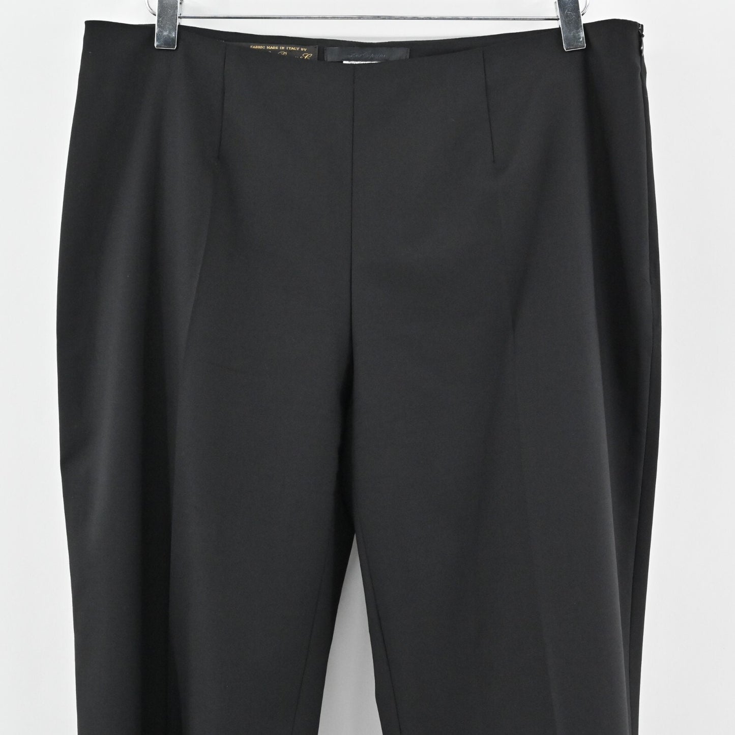 LES COPAINS Pants Womens Size 48 Black Loro Piana Wool Straight Leg Trousers