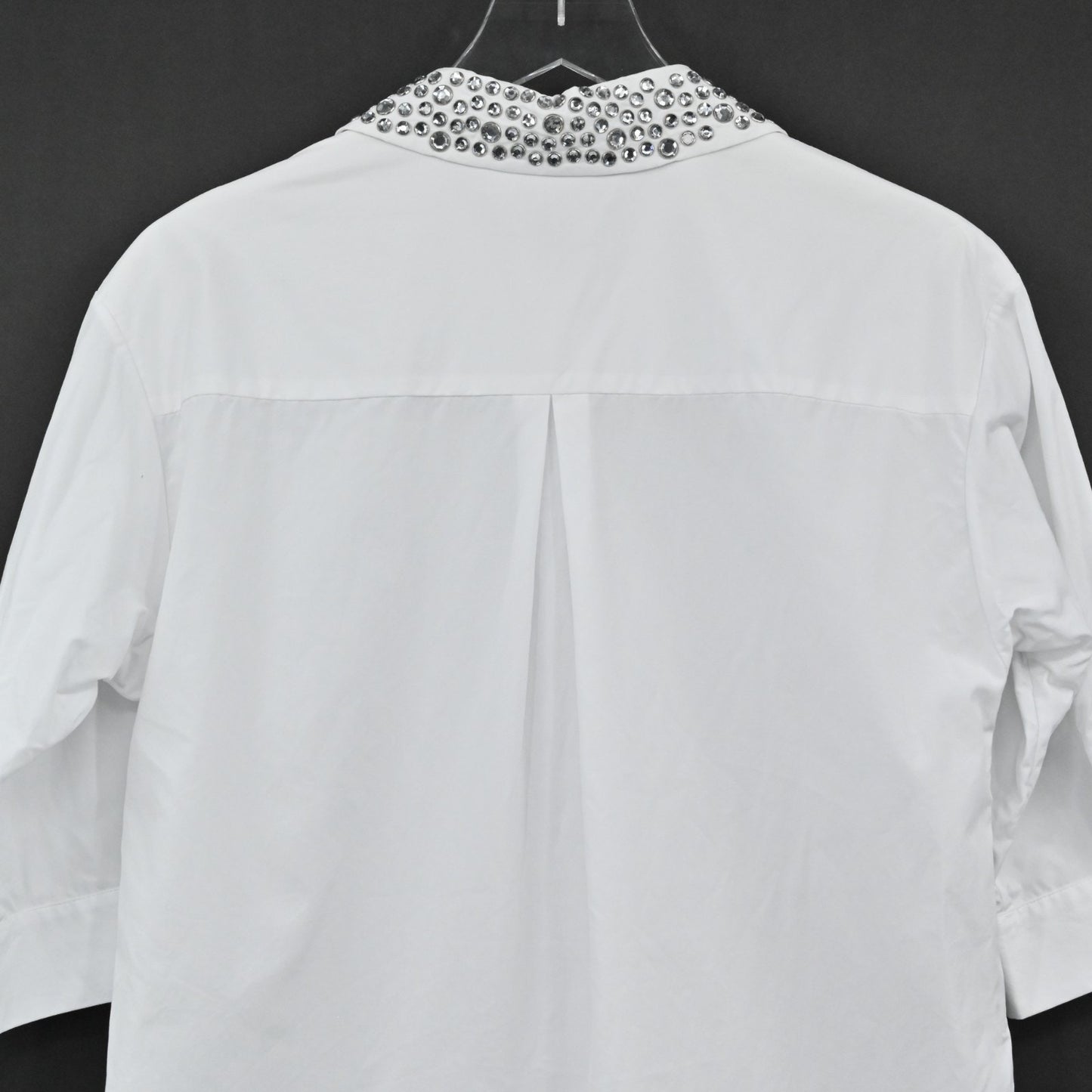 ALICE OLIVIA Womens Rhinestone Collar Top Size S Western White Cotton Blouse
