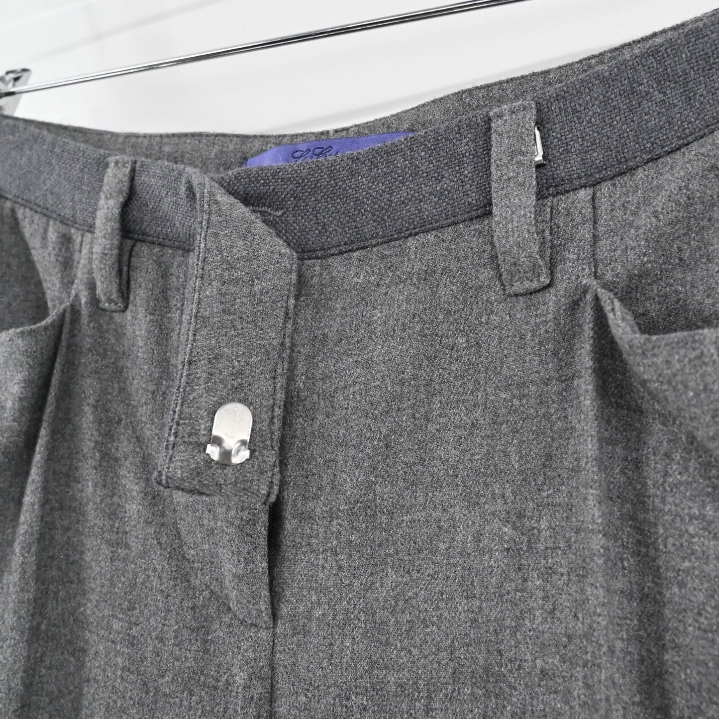 LES COPAINS Pants Womens Size 42 Blue Label Gray Wool Blend Straight Leg Trouser
