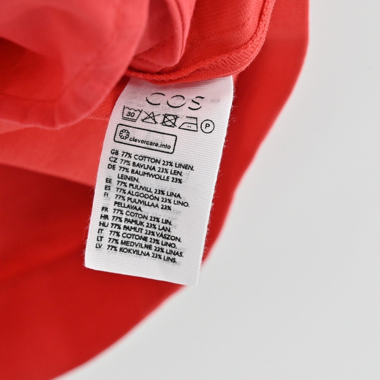 COS Womens Slim Fit Linen Cotton Dress Size 2 Sleeveless Red Minimalist Modern