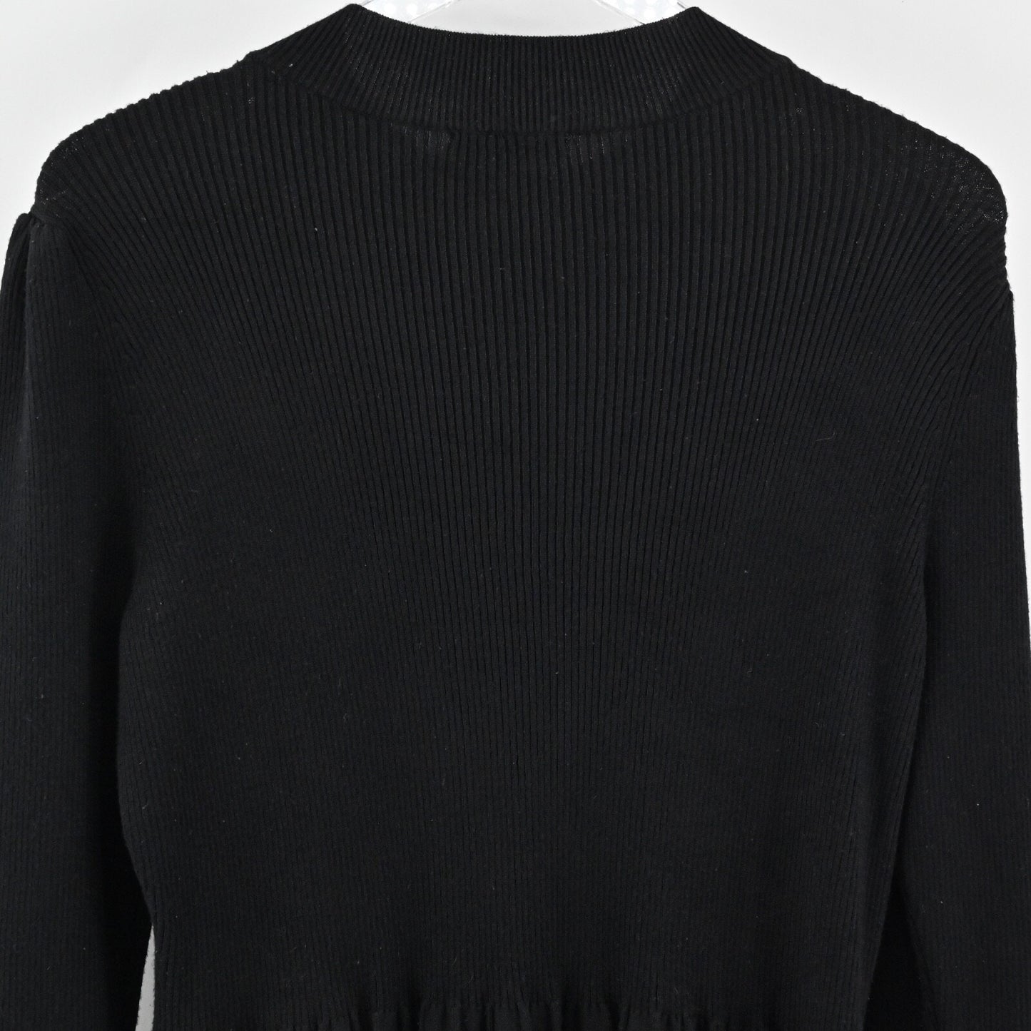 DRAPER JAMES Sweater Dress Sz XL Black Pleated Mock Neck Puff Sleeve Retro RSVP