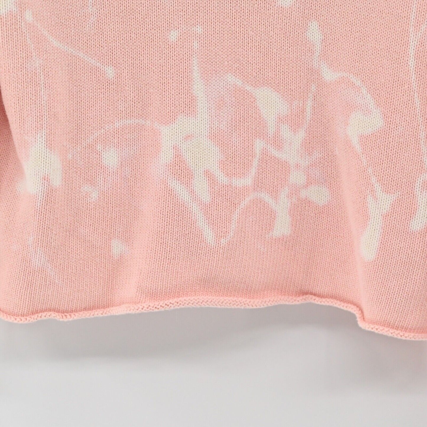 J JILL Sweater Womens Sz XSP Pink Bleach Splatter 100% Cotton VNeck Side Button