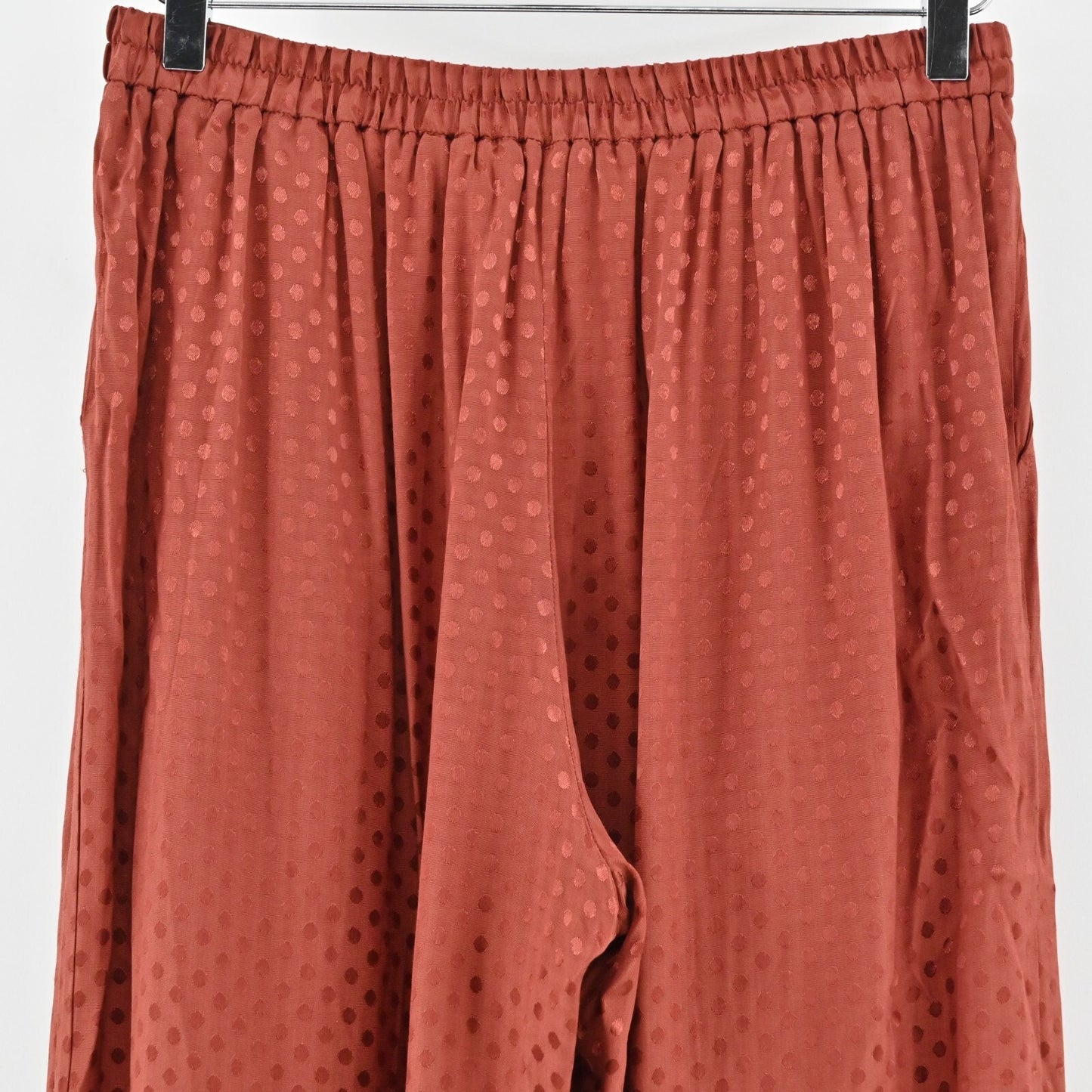ANTHROPOLOGIE Wide Leg Pants Womens Size S Dolan Rust Polka Dot Crop Pull On