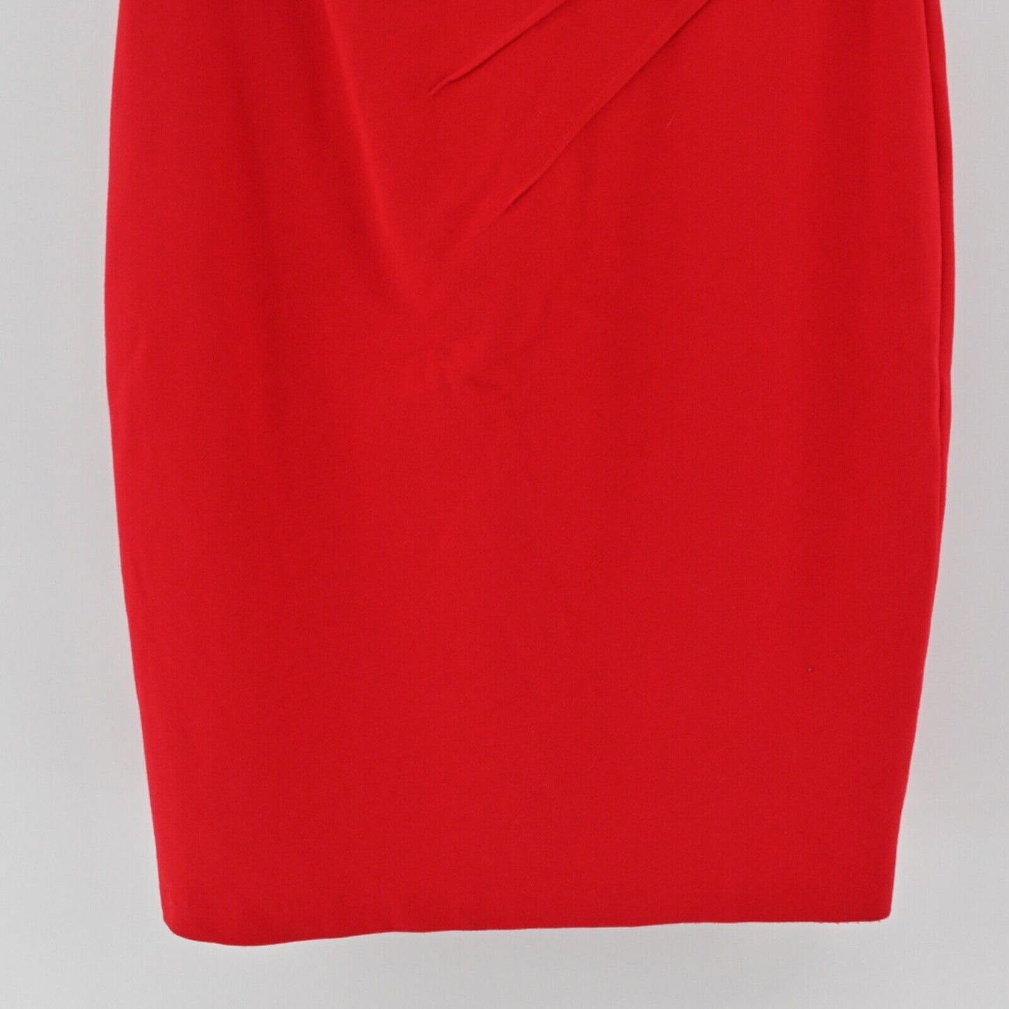 Vtg CACHE Dress Womens Sz 10 Sheath Red Asymmetric Neckline Ruched Office Career