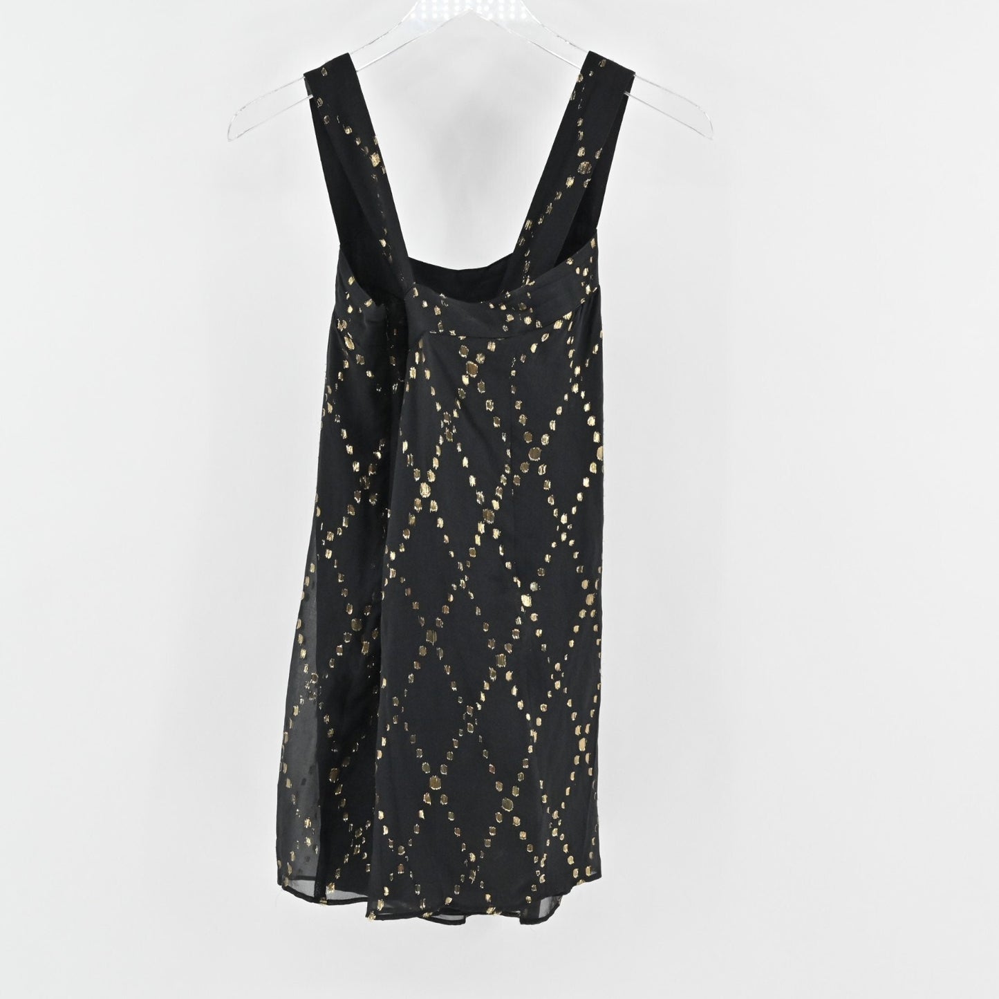 ADAM LIPPES Silk Dress Sz 6 AdamPlusEve Black Gold Lurex Detail Sleeveless Mini